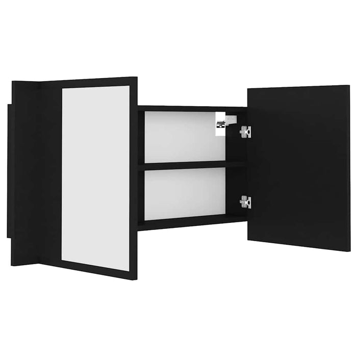 Dulap de baie cu oglindă și LED, negru, 90x12x45 cm acril WALTI