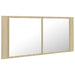 Dulap de baie cu oglindă și LED, stejar Sonoma, 100x12x45 acril - WALTI WALTI