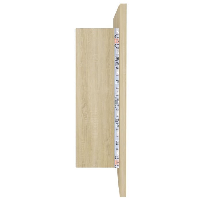 Dulap de baie cu oglindă și LED, stejar Sonoma, 100x12x45 acril - WALTI WALTI