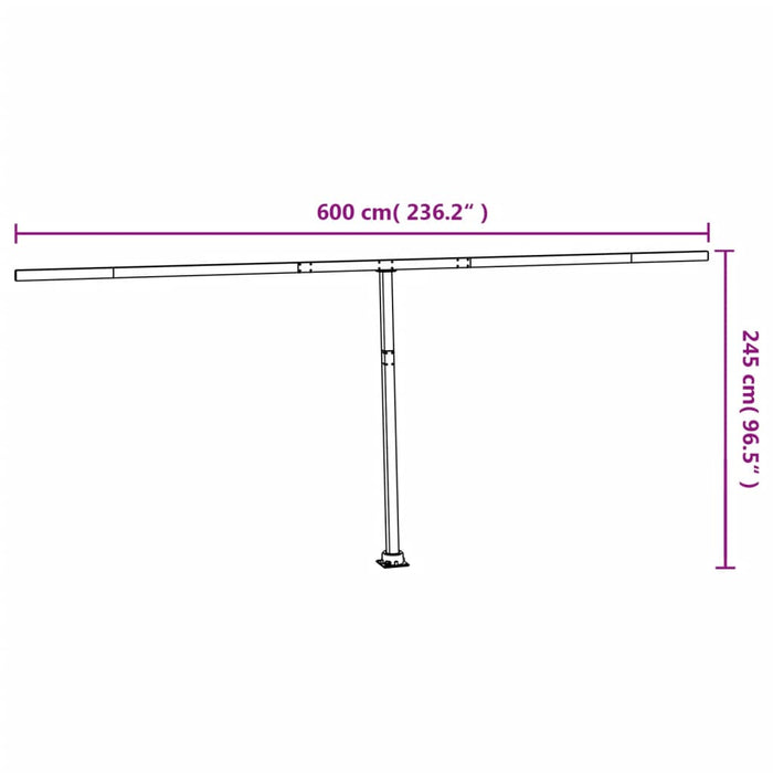 Set stâlp pentru copertină, alb, 600x245 cm, fier WALTI
