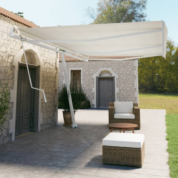 Set stâlp pentru copertină, alb, 600x245 cm, fier WALTI