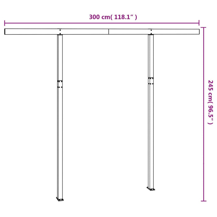 Set stâlp pentru copertină, alb, 300x245 cm, fier WALTI