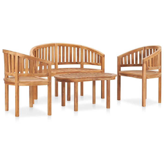 Set mobilier grădină tip banană, 4 piese, lemn masiv de tec - WALTI WALTI