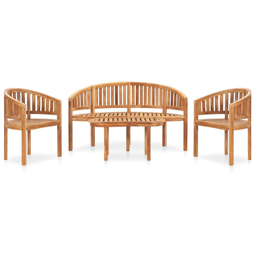 Set mobilier grădină tip banană, 4 piese, lemn masiv de tec - WALTI WALTI