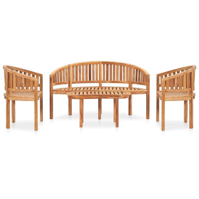 Set mobilier grădină tip banană, 4 piese, lemn masiv de tec - WALTI WALTI