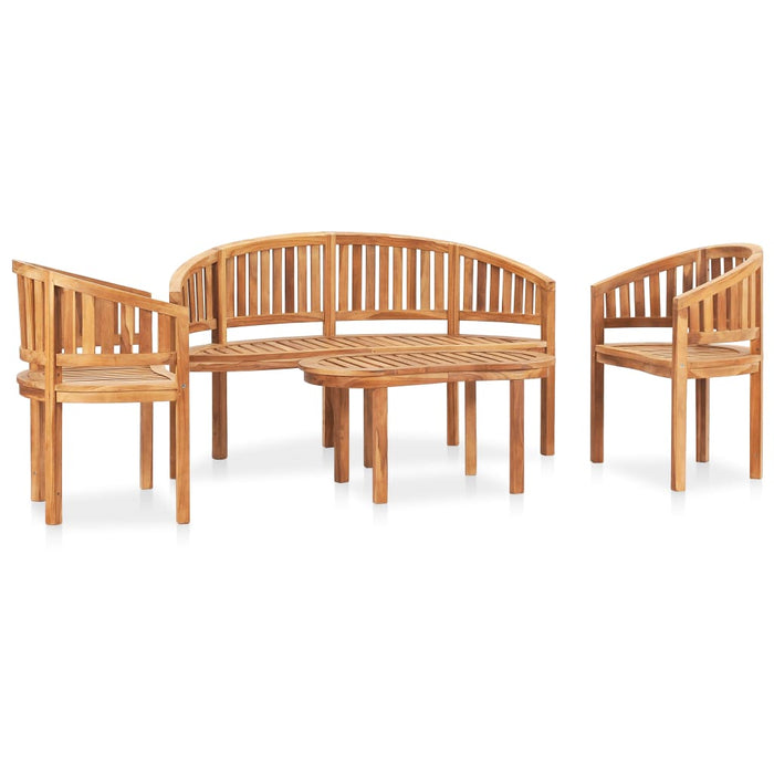 Set mobilier grădină tip banană, 4 piese, lemn masiv de tec - WALTI WALTI