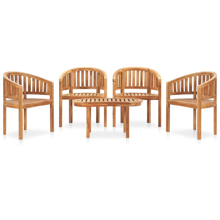 Set mobilier grădină tip banană, 5 piese, lemn masiv de tec - WALTI WALTI