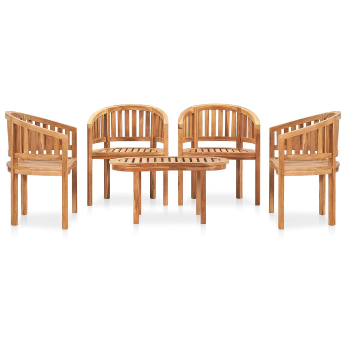 Set mobilier grădină tip banană, 5 piese, lemn masiv de tec - WALTI WALTI