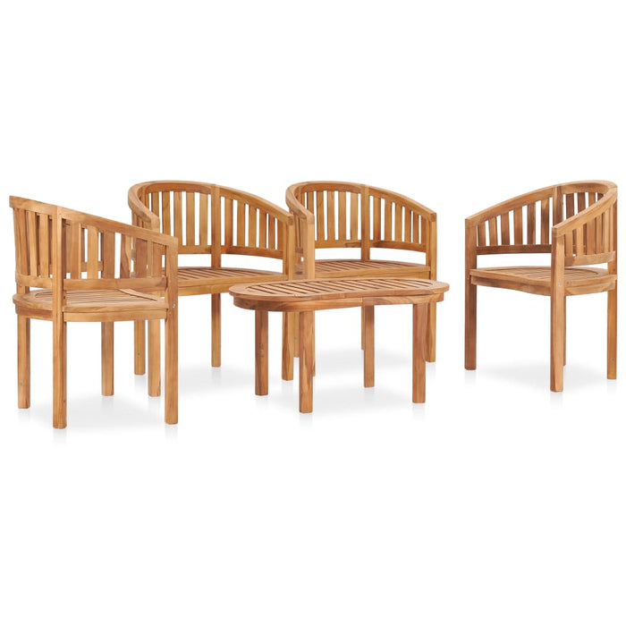 Set mobilier grădină tip banană, 5 piese, lemn masiv de tec - WALTI WALTI