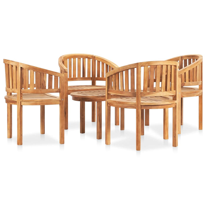Set mobilier grădină tip banană, 5 piese, lemn masiv de tec - WALTI WALTI