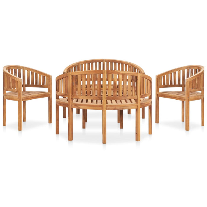 Set mobilier grădină tip banană, 5 piese, lemn masiv de tec - WALTI WALTI