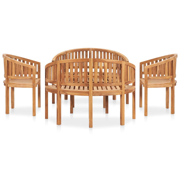 Set mobilier grădină tip banană, 5 piese, lemn masiv de tec - WALTI WALTI