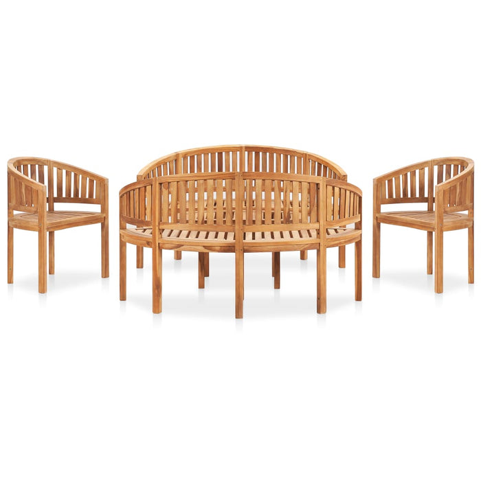 Set mobilier grădină tip banană, 5 piese, lemn masiv de tec - WALTI WALTI
