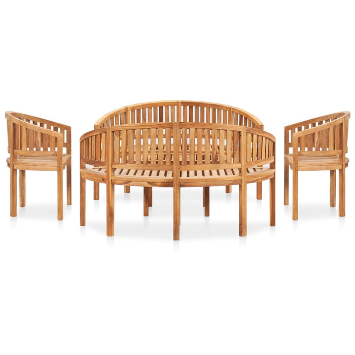 Set mobilier grădină tip banană, 5 piese, lemn masiv de tec - WALTI WALTI