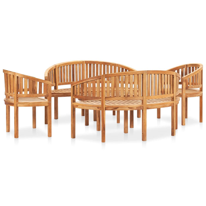 Set mobilier grădină tip banană, 5 piese, lemn masiv de tec - WALTI WALTI