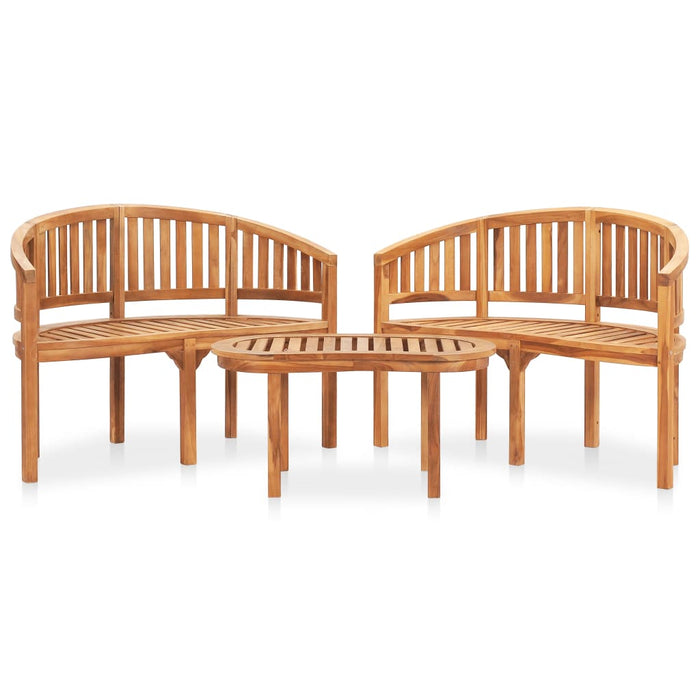 Set mobilier grădină tip banană, 3 piese, lemn masiv de tec - WALTI WALTI