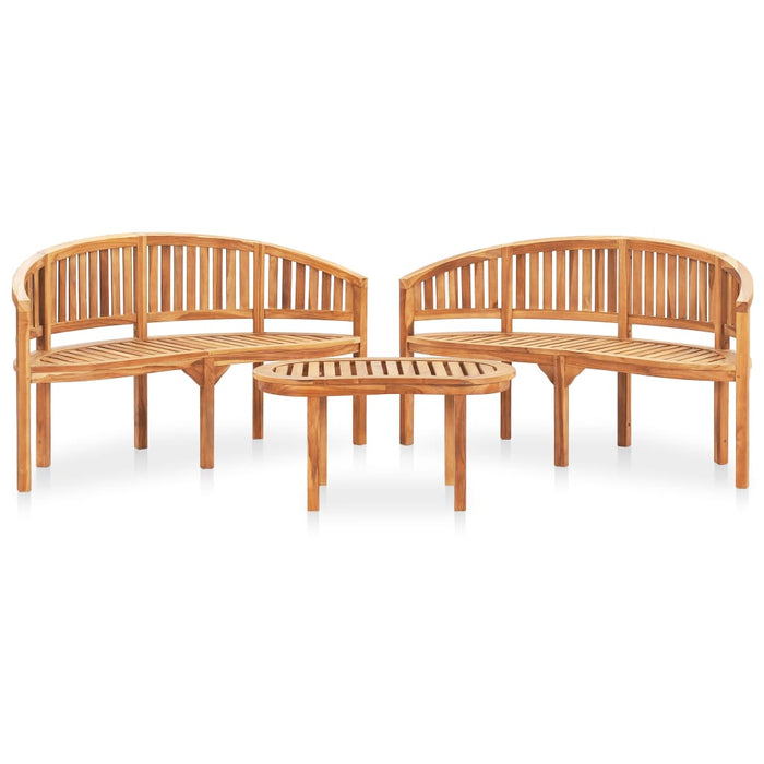Set mobilier grădină tip banană, 3 piese, lemn masiv de tec - WALTI WALTI