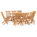 Set mobilier de exterior pliabil, 9 piese, lemn masiv de tec - WALTI WALTI