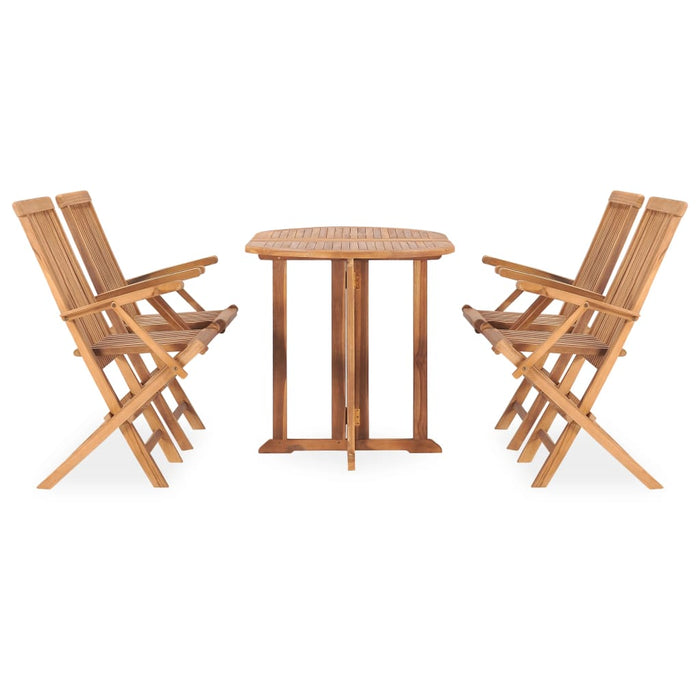 Set mobilier de exterior pliabil, 5 piese, lemn masiv de tec - WALTI WALTI