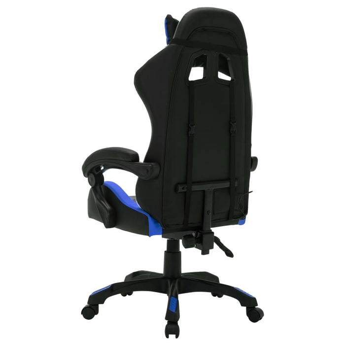 Scaun de jocuri cu LED RGB, albastru și negru, piele ecologică - WALTI WALTI
