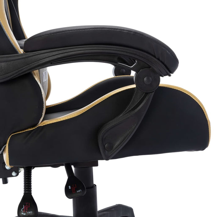 Scaun de jocuri cu LED RGB, auriu și negru, piele ecologică - WALTI WALTI