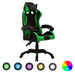 Scaun de jocuri cu LED RGB, verde și negru, piele ecologică - WALTI WALTI