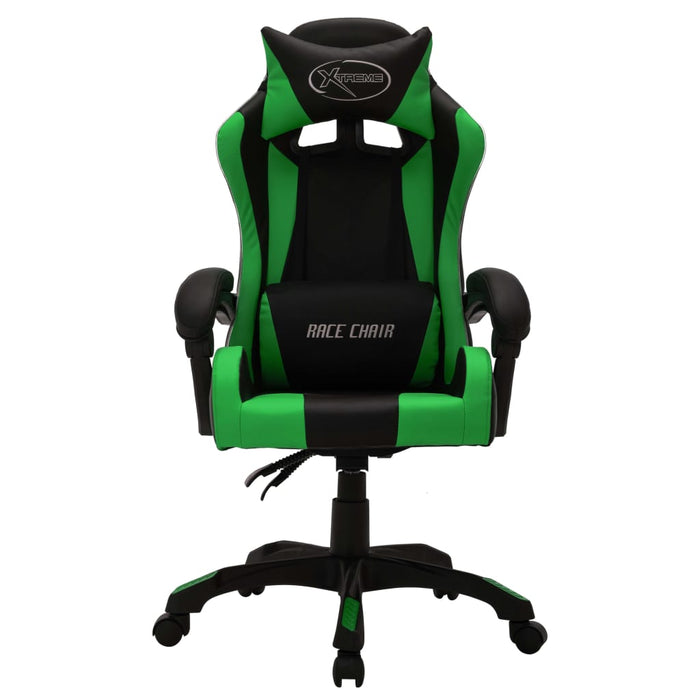 Scaun de jocuri cu LED RGB, verde și negru, piele ecologică - WALTI WALTI