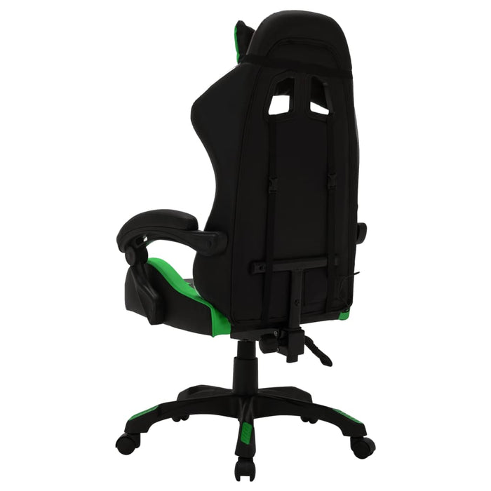 Scaun de jocuri cu LED RGB, verde și negru, piele ecologică - WALTI WALTI