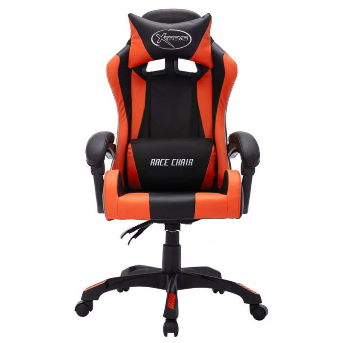 Scaun de racing cu LED RGB, portocaliu & negru, piele ecologică - WALTI WALTI