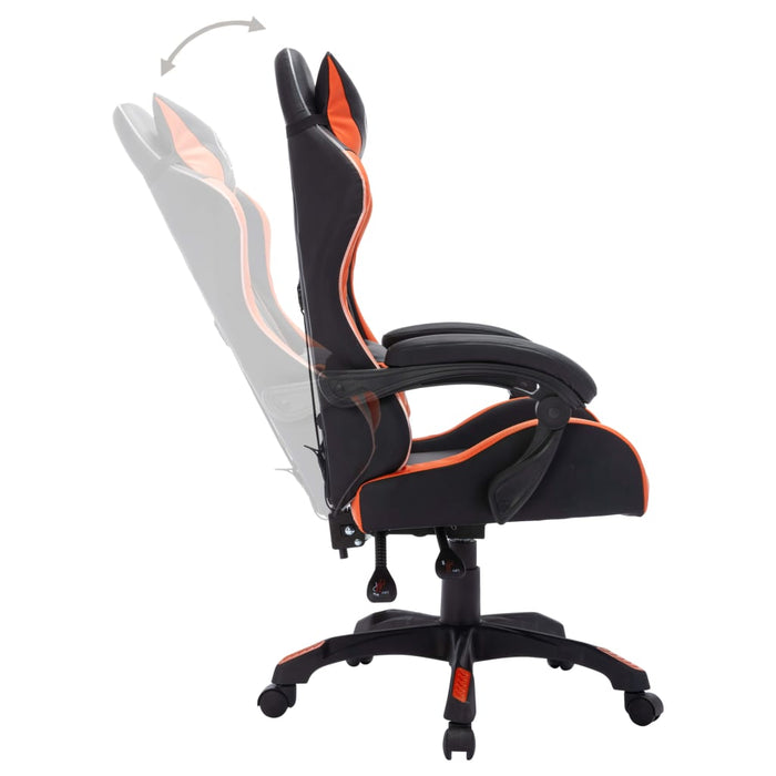 Scaun de racing cu LED RGB, portocaliu & negru, piele ecologică - WALTI WALTI