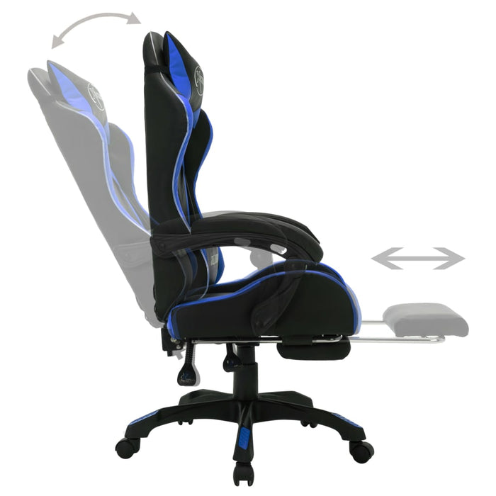 Scaun de jocuri cu LED RGB, albastru și negru, piele ecologică - WALTI WALTI