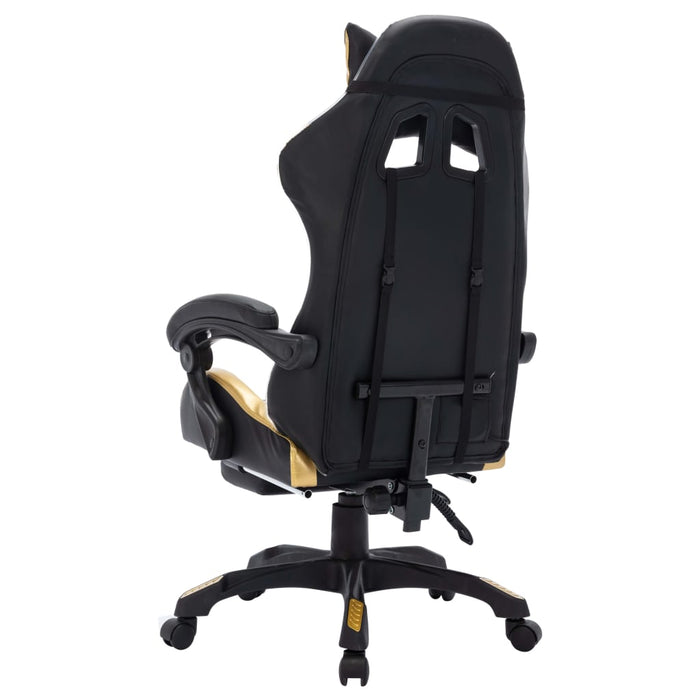 Scaun de racing cu LED RGB, auriu și negru, piele ecologică - WALTI WALTI