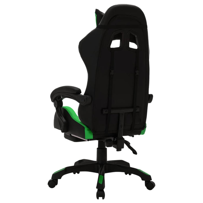 Scaun de jocuri cu LED RGB, verde și negru, piele ecologică WALTI