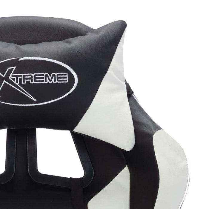 Scaun de racing cu LED RGB, alb și negru, piele ecologică WALTI
