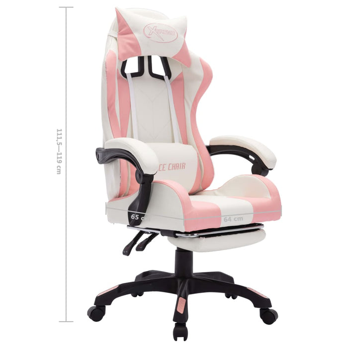 Scaun de racing cu LED RGB, roz si alb, piele ecologică - WALTI WALTI