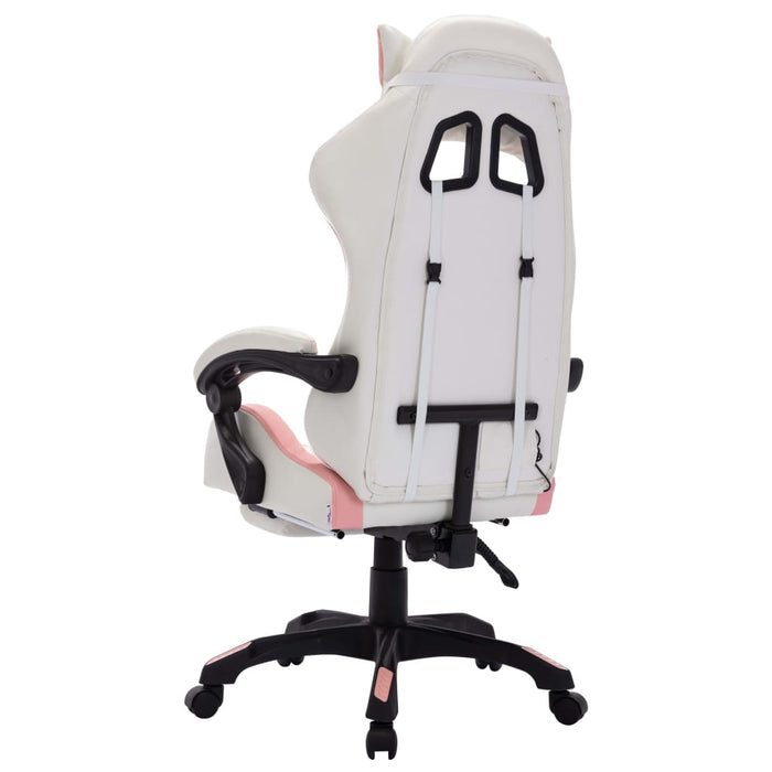 Scaun de racing cu LED RGB, roz si alb, piele ecologică - WALTI WALTI