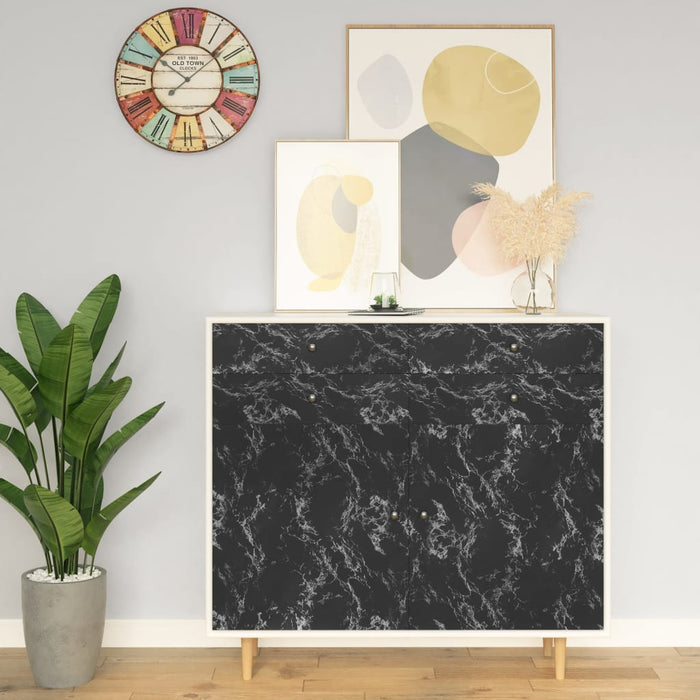 Folie de mobilier autoadezivă, negru piatră, 500x90 cm, PVC - WALTI WALTI
