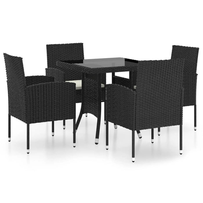 Set mobilier de grădină, 5 piese, negru, poliratan WALTI