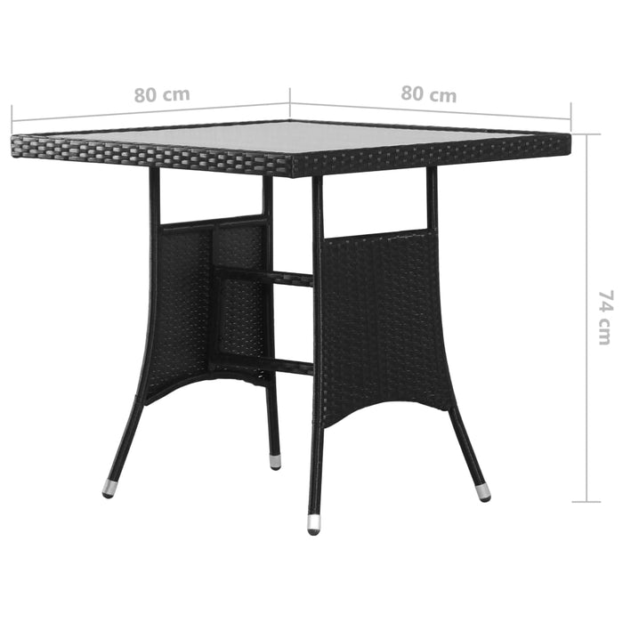 Set mobilier de grădină, 5 piese, negru, poliratan WALTI