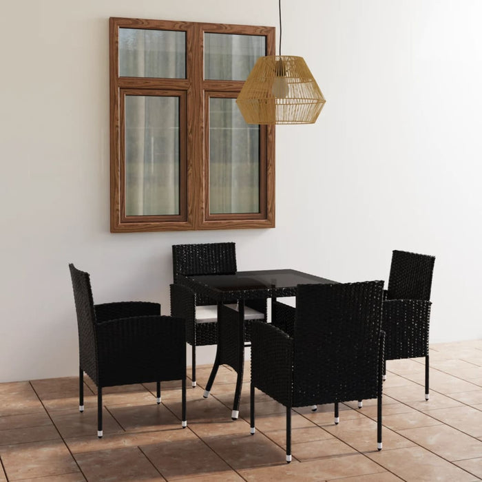 Set mobilier de grădină, 5 piese, negru, poliratan WALTI