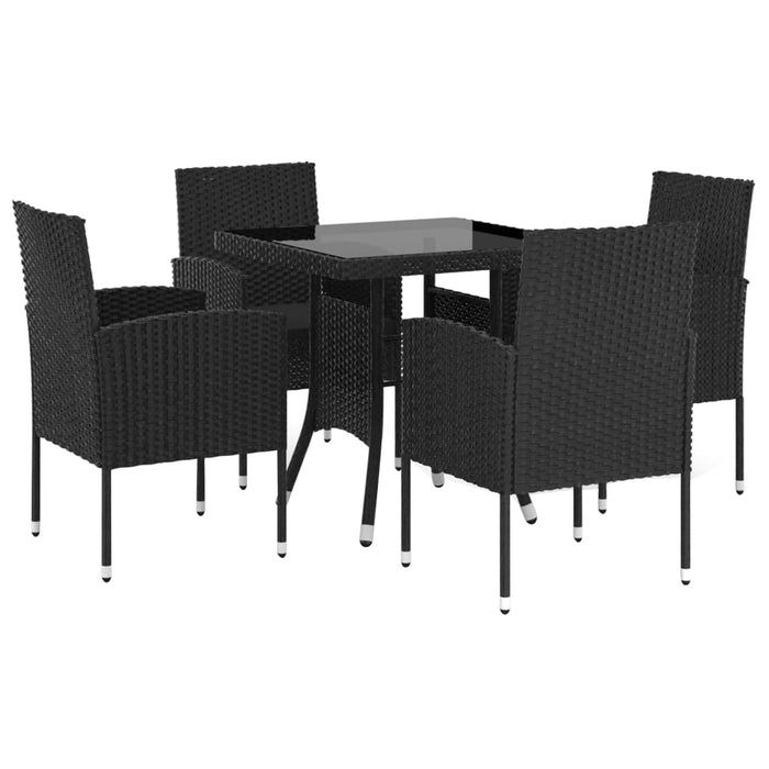 Set mobilier de grădină, 5 piese, negru, poliratan WALTI