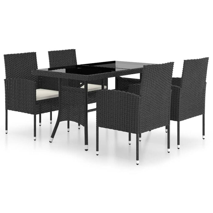 Set mobilier de grădină, 5 piese, negru, poliratan WALTI
