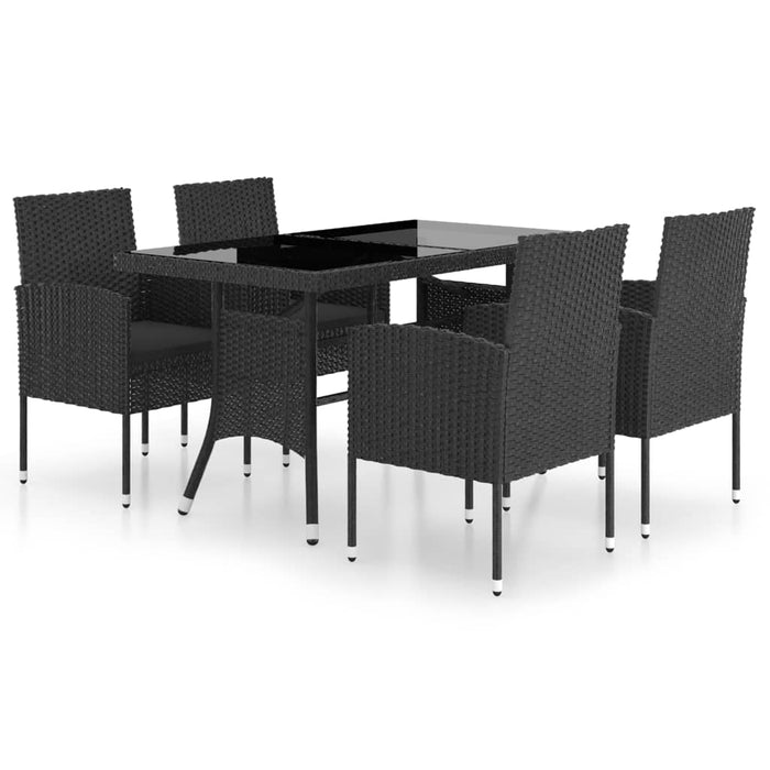 Set mobilier de grădină, 5 piese, negru, poliratan WALTI