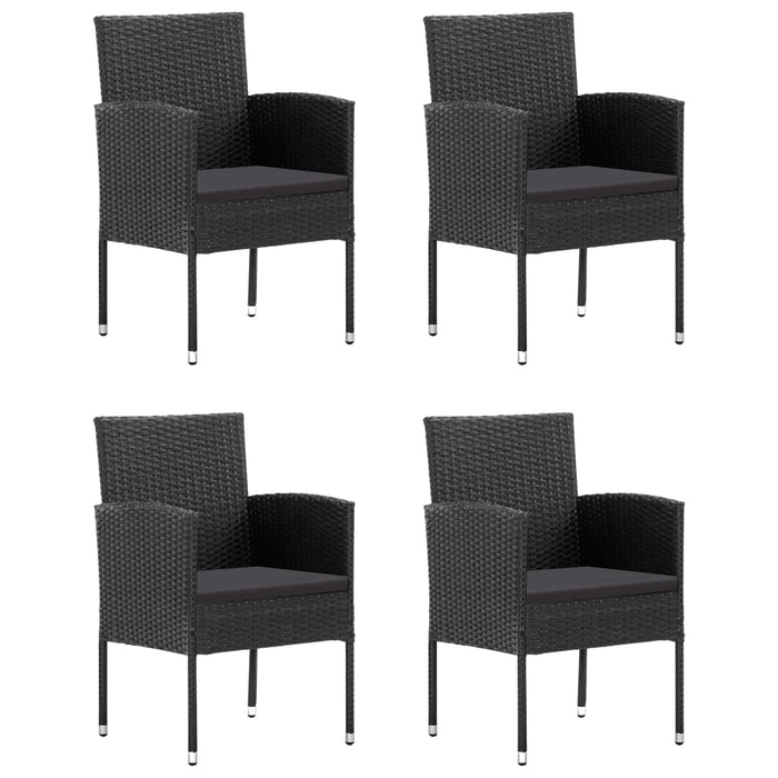 Set mobilier de grădină, 5 piese, negru, poliratan WALTI