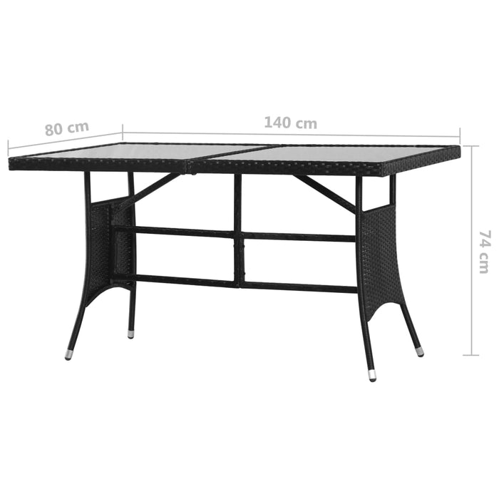 Set mobilier de grădină, 5 piese, negru, poliratan WALTI