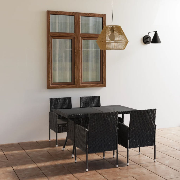 Set mobilier de grădină, 5 piese, negru, poliratan WALTI