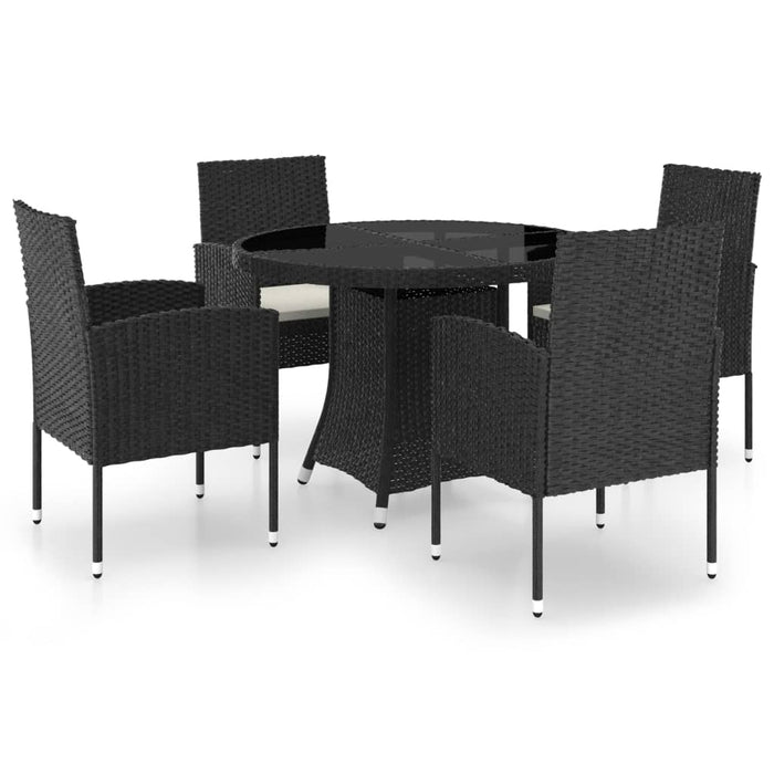 Set mobilier de grădină, 5 piese, negru, poliratan WALTI