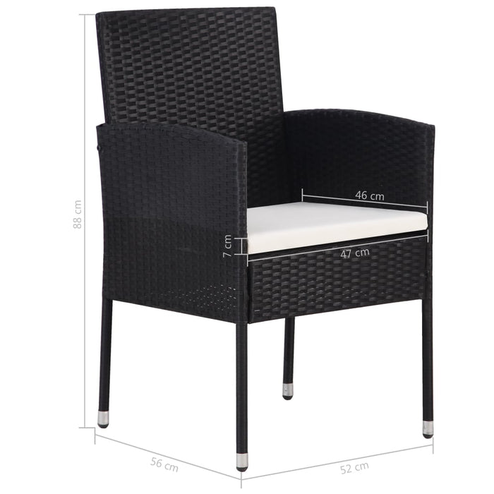 Set mobilier de grădină, 5 piese, negru, poliratan WALTI