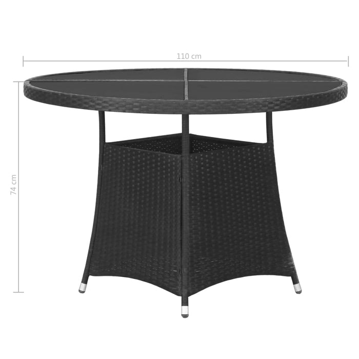 Set mobilier de grădină, 5 piese, negru, poliratan WALTI