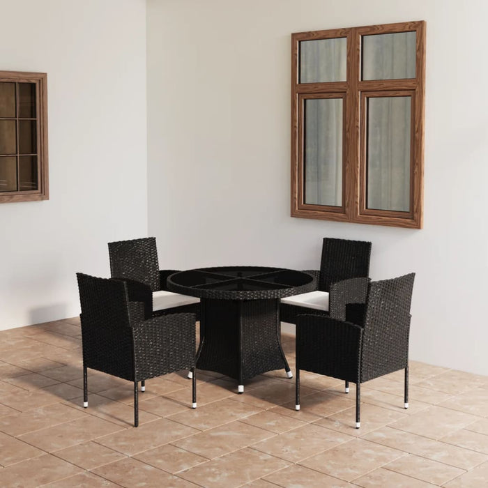 Set mobilier de grădină, 5 piese, negru, poliratan WALTI